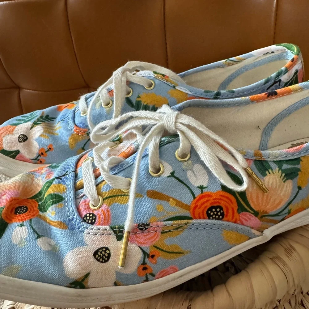 Keds Rifle Paper Company Floral Canvas Sneakers with Blue and gold Accents - Picture 5 of 8